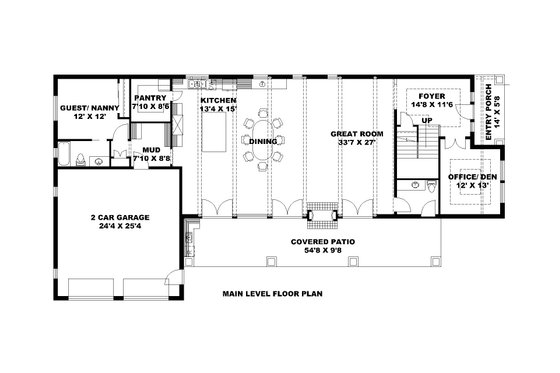 Floor Plan - Main Floor for Colonial House Plan #117-921 - 4 bed, 3.5 bath