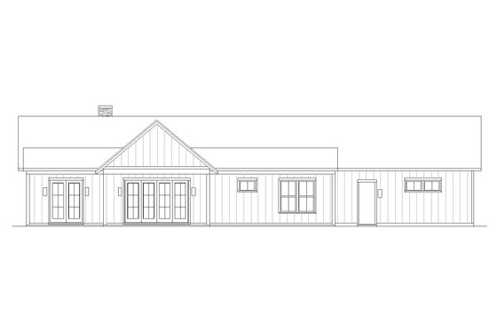Exterior - Rear Elevation 1 for Ranch House Plan #1105-19 - 4 bed, 2 bath