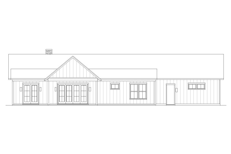 Architectural House Design - Exterior - Rear Elevation 1 for Ranch House Plan #1105-19 - 4 bed, 2 bath
