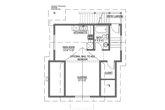 Floor Plan - Upper Floor for Craftsman House Plan #899-4 - 1 bed, 1 bath