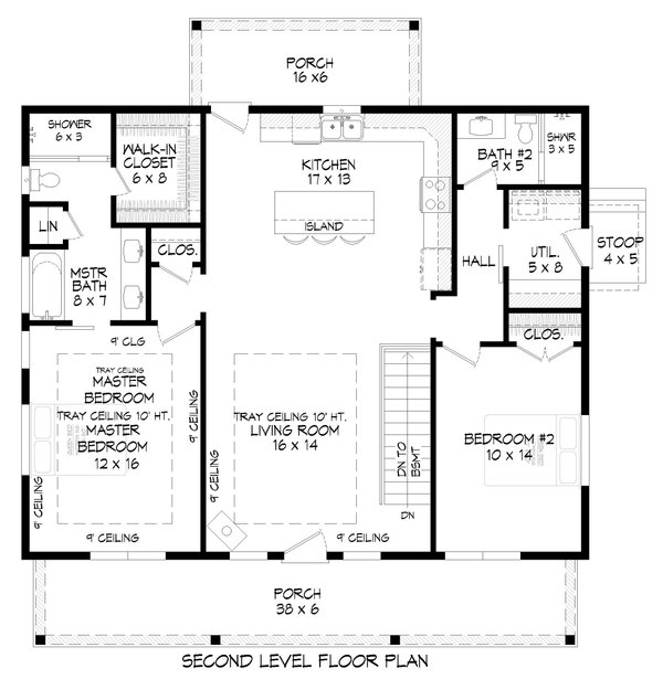 Contemporary Floor Plan - Upper Floor Plan #932-941