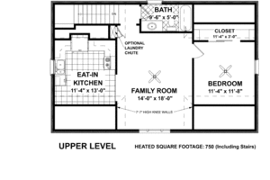 Floor Plan - Main Floor for Farmhouse House Plan #56-552 - 1 bed, 1 bath