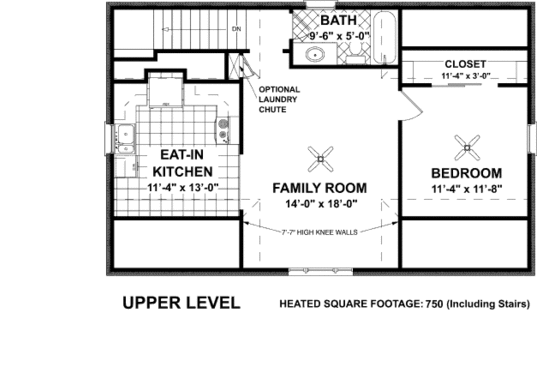Floor Plan - Main Floor for Farmhouse House Plan #56-552 - 1 bed, 1 bath
