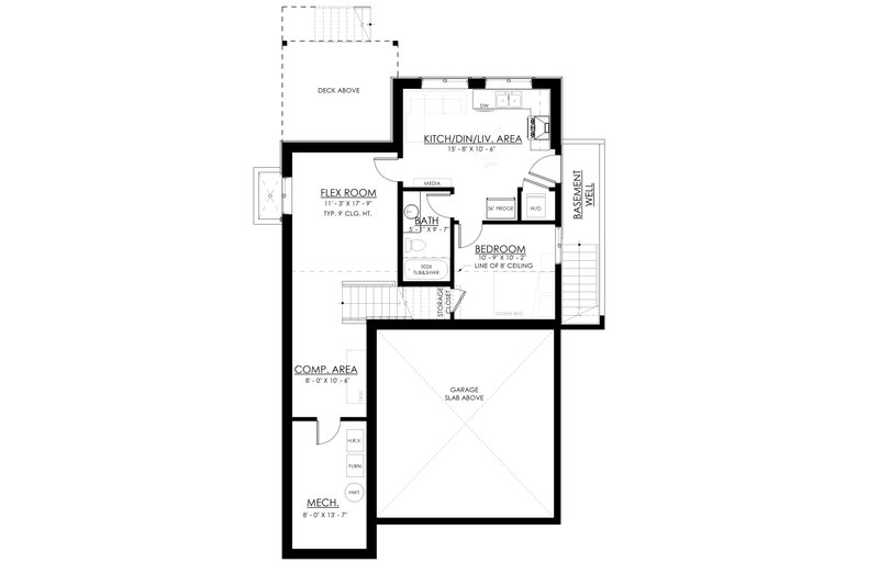 House Blueprint - Floor Plan - Lower Floor for Farmhouse House Plan #1114-116 - 3 bed, 2.5 bath