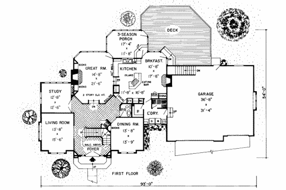 Floor Plan - Main Floor for European House Plan #312-243 - 4 bed, 3.5 bath