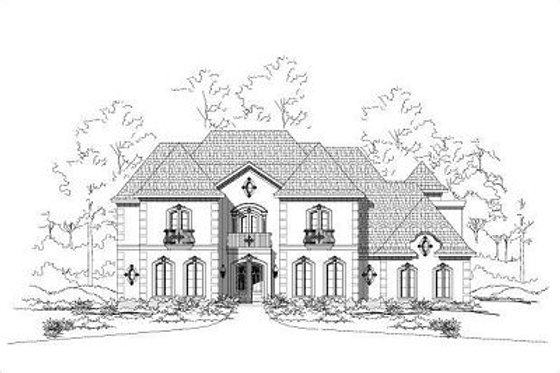 Exterior - Front Elevation for European House Plan #411-618 - 4 bed, 3.5 bath
