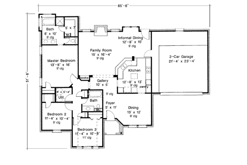 Home Plan - Floor Plan - Main Floor for European House Plan #410-318 - 3 bed, 2 bath