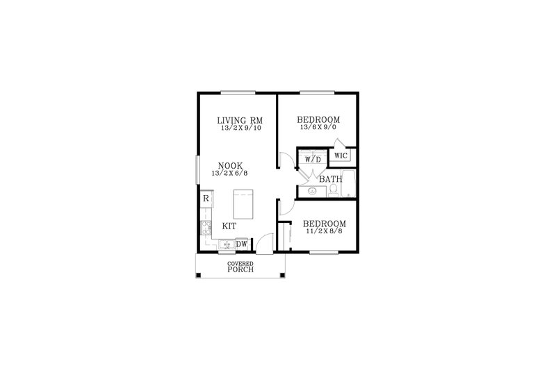 House Design - Floor Plan - Main Floor for Craftsman House Plan #53-695 - 2 bed, 1 bath