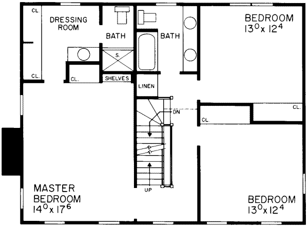 Architectural House Design - Colonial Floor Plan - Upper Floor Plan #72-356