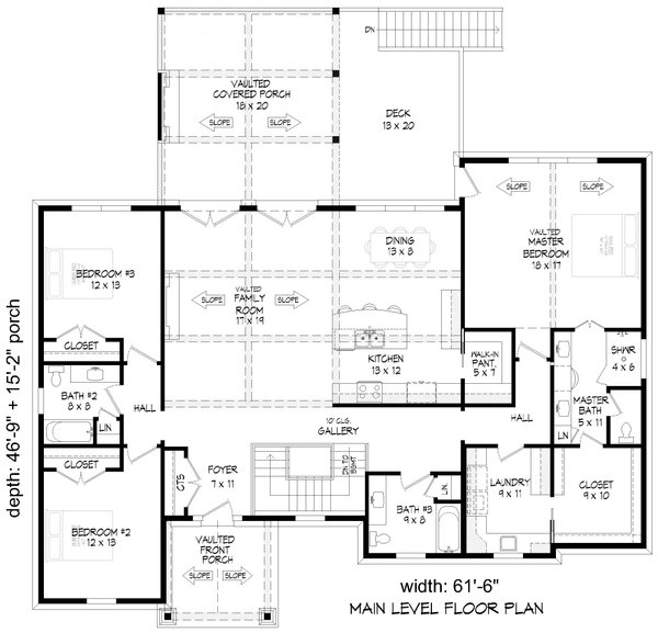 Craftsman Floor Plan - Main Floor Plan #932-1029