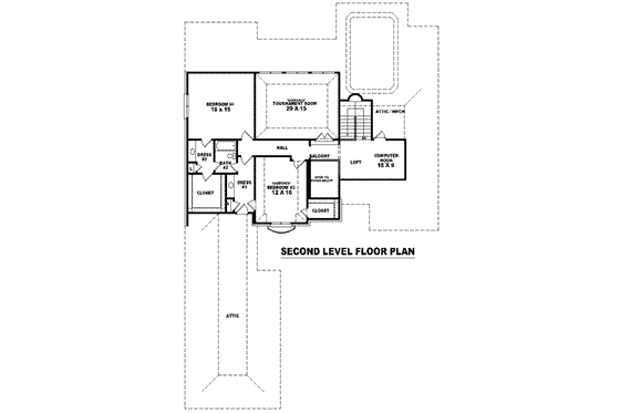 Floor Plan - Upper Floor for European House Plan #81-1320 - 4 bed, 3.5 bath