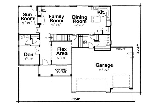 Floor Plan - Main Floor for Traditional House Plan #20-1762 - 4 bed, 3 bath