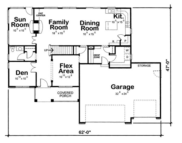 Architectural House Design - Traditional Floor Plan - Main Floor Plan #20-1762