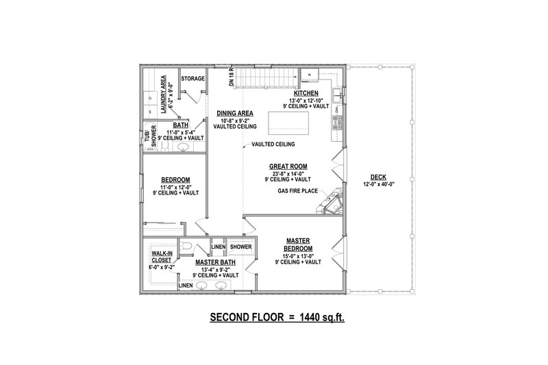 Dream House Plan - Floor Plan - Upper Floor for Country House Plan #1084-18 - 2 bed, 2 bath