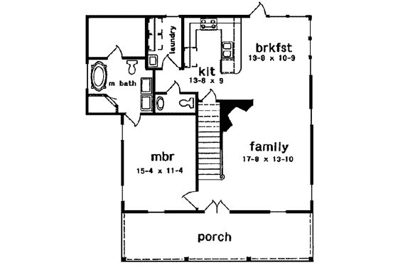 Floor Plan - Main Floor for Southern House Plan #301-111 - 3 bed, 2.5 bath