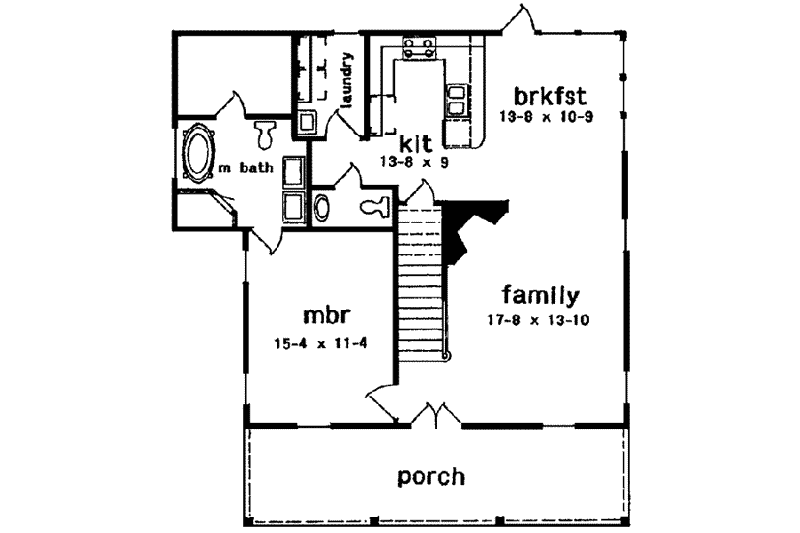 Home Plan - Floor Plan - Main Floor for Southern House Plan #301-111 - 3 bed, 2.5 bath
