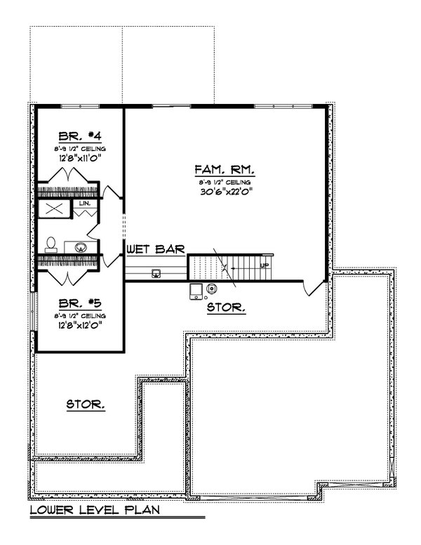 Dream House Plan - Ranch Floor Plan - Lower Floor Plan #70-1552