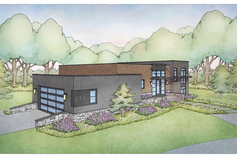 House Design - Exterior - Front Elevation 6 for Contemporary House Plan #928-343 - 3 bed, 2.5 bath