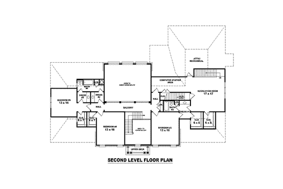 Floor Plan - Upper Floor for Colonial House Plan #81-1653 - 4 bed, 4 bath