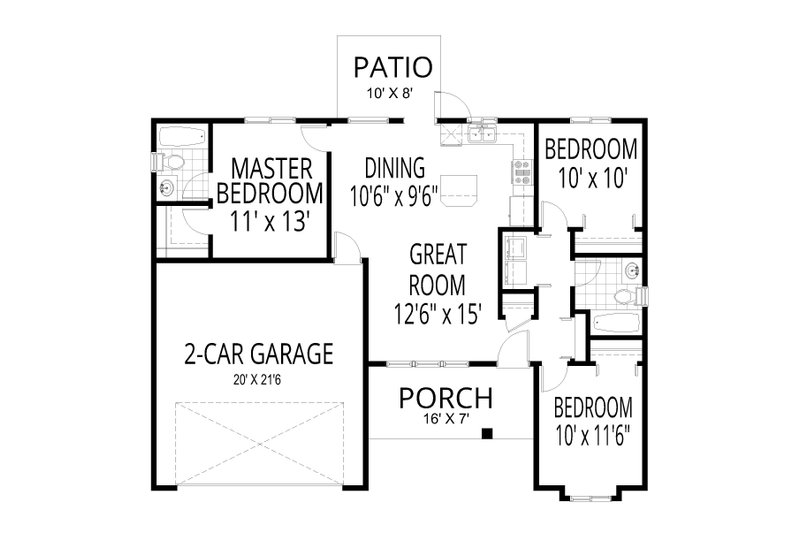 Architectural House Design - Floor Plan - Main Floor for Traditional House Plan #112-264 - 3 bed, 2 bath