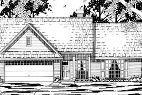 Exterior - Front Elevation for Traditional House Plan #42-220 - 3 bed, 2 bath
