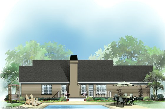 Exterior - Rear Elevation for Country House Plan #929-238 - 3 bed, 2 bath