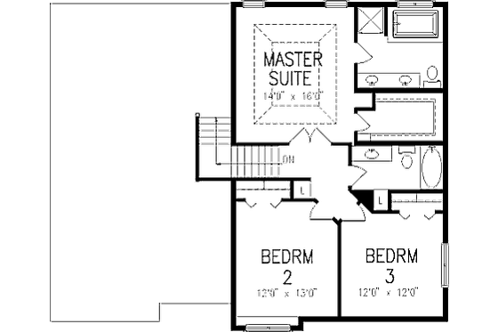 Floor Plan - Upper Floor for Traditional House Plan #320-392 - 3 bed, 3 bath