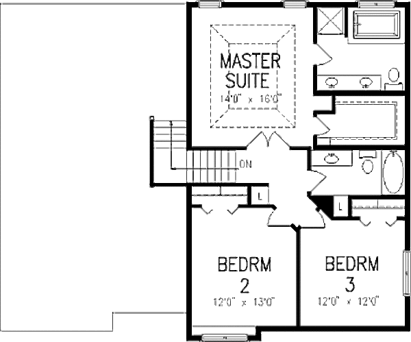 House Blueprint - Traditional Floor Plan - Upper Floor Plan #320-392