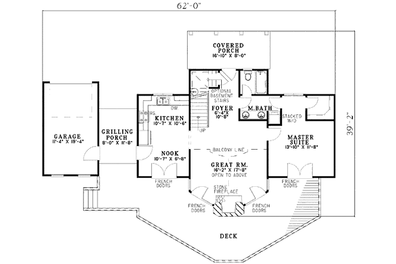 House Plan Design - Floor Plan - Main Floor for Traditional House Plan #17-2276 - 2 bed, 2 bath