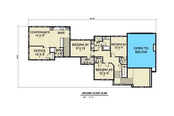 Floor Plan - Upper Floor for Traditional House Plan #1070-181 - 5 bed, 4.5 bath