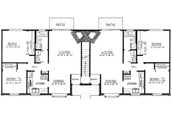 Floor Plan - Main Floor for Ranch House Plan #303-159 - 2 bed, 1 bath