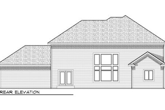 Exterior - Rear Elevation for Traditional House Plan #70-954 - 4 bed, 3.5 bath