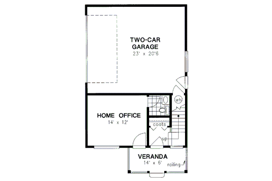 Floor Plan - Main Floor for Craftsman House Plan #18-320 - 2 bed, 1.5 bath