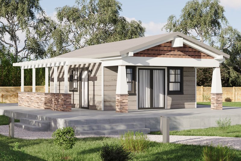 Home Plan - Exterior - Front Elevation 2 for Craftsman House Plan #1106-79, 1 bath