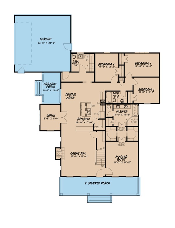 House Plan Design - Farmhouse Floor Plan - Main Floor Plan #923-100