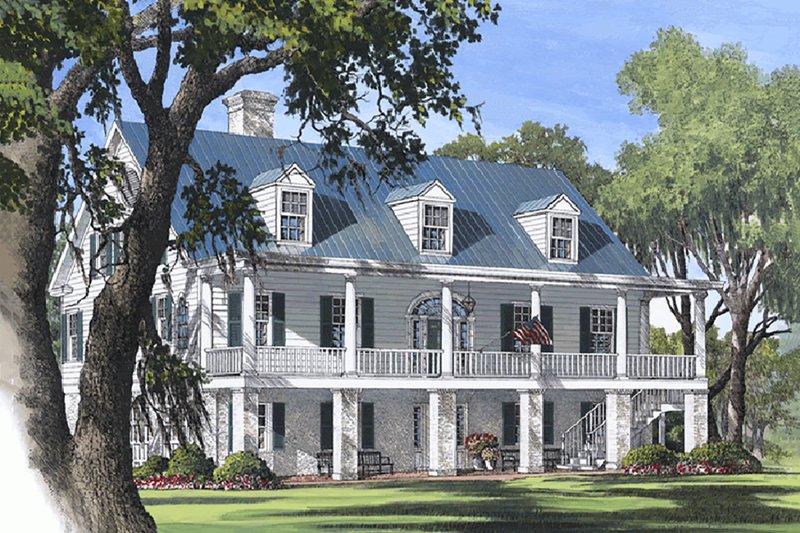 Colonial Style House Plan - 4 Beds 4.5 Baths 4298 Sq/Ft Plan #137-101