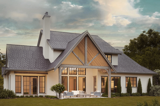 Exterior - Rear Elevation for European House Plan #1114-1 - 4 bed, 2.5 bath