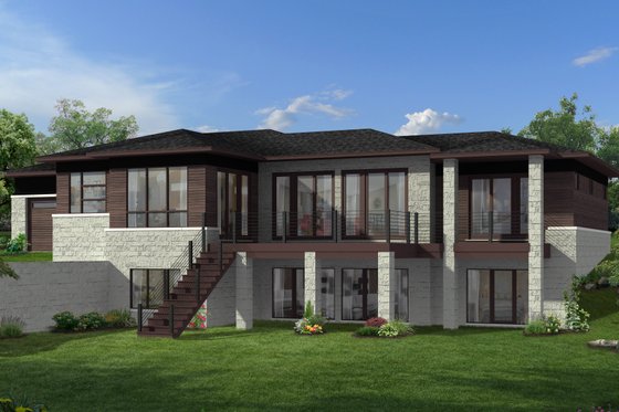 Exterior - Rear Elevation for Modern House Plan #1057-23 - 2 bed, 2.5 bath