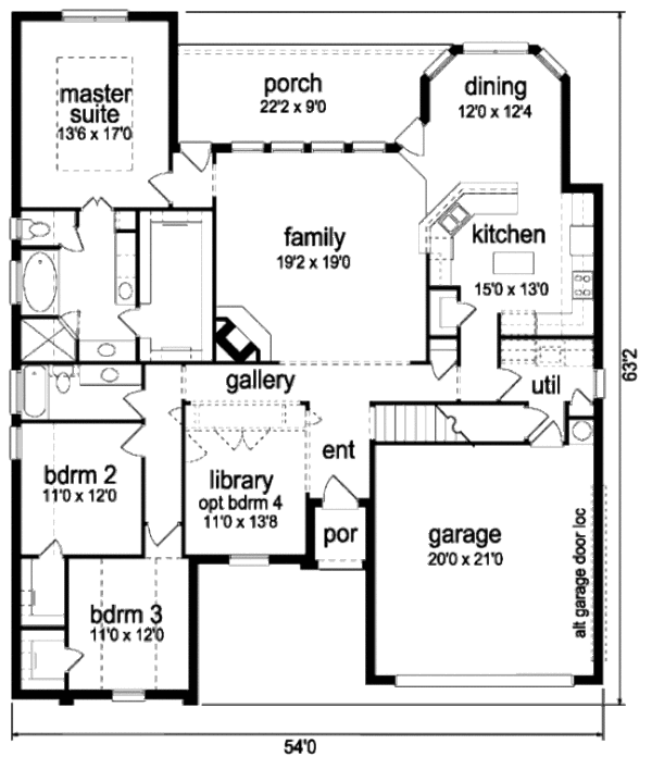 Architectural House Design - Traditional Floor Plan - Main Floor Plan #84-376