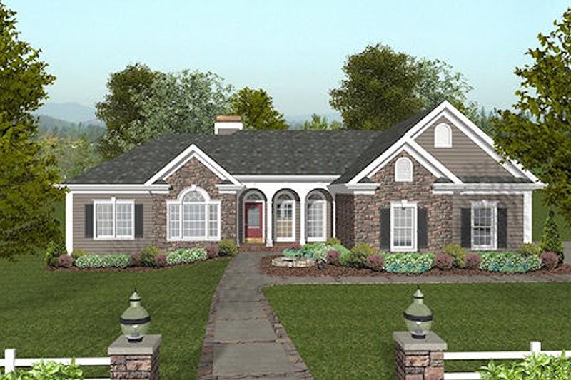 House Blueprint - Traditional Exterior - Front Elevation Plan #56-573