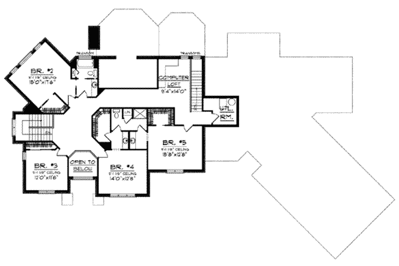 Home Plan - Floor Plan - Upper Floor for European House Plan #70-853 - 5 bed, 4.5 bath