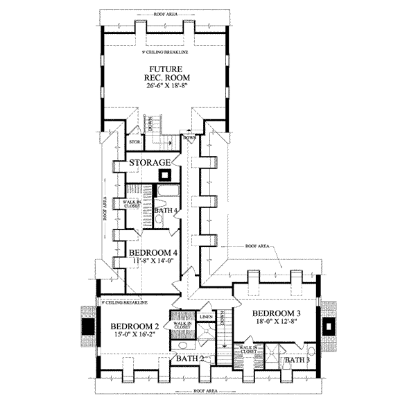 Colonial Floor Plan - Upper Floor Plan #137-243