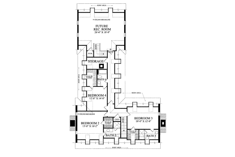 Home Plan - Floor Plan - Upper Floor for Colonial House Plan #137-243 - 4 bed, 4 bath