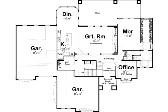 Floor Plan - Main Floor for European House Plan #455-160 - 5 bed, 3.5 bath