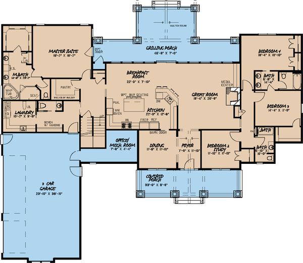 House Plan Design - Craftsman Floor Plan - Main Floor Plan #923-15