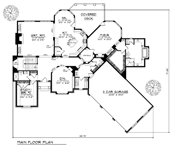 Architectural House Design - European Floor Plan - Main Floor Plan #70-781