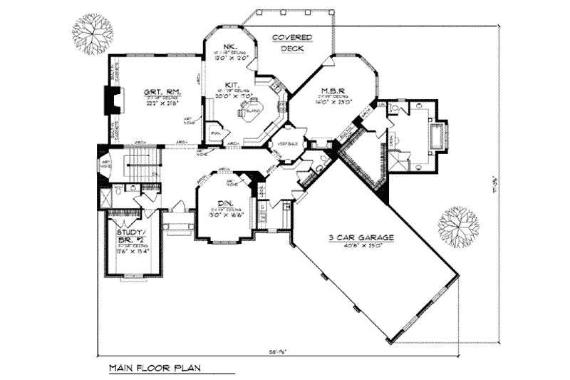 Home Plan - Floor Plan - Main Floor for European House Plan #70-781 - 5 bed, 4 bath