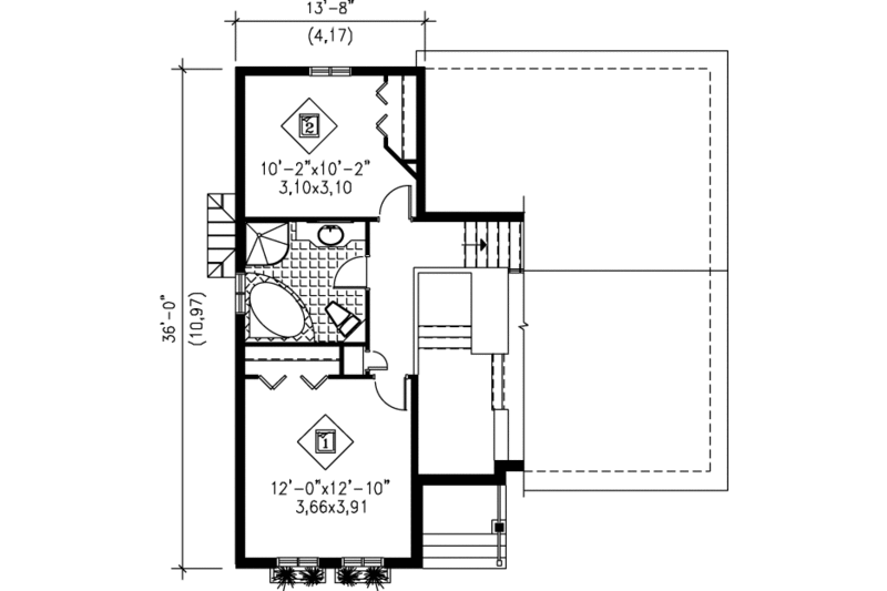 Home Plan - Floor Plan - Upper Floor for European House Plan #25-312 - 2 bed, 1 bath