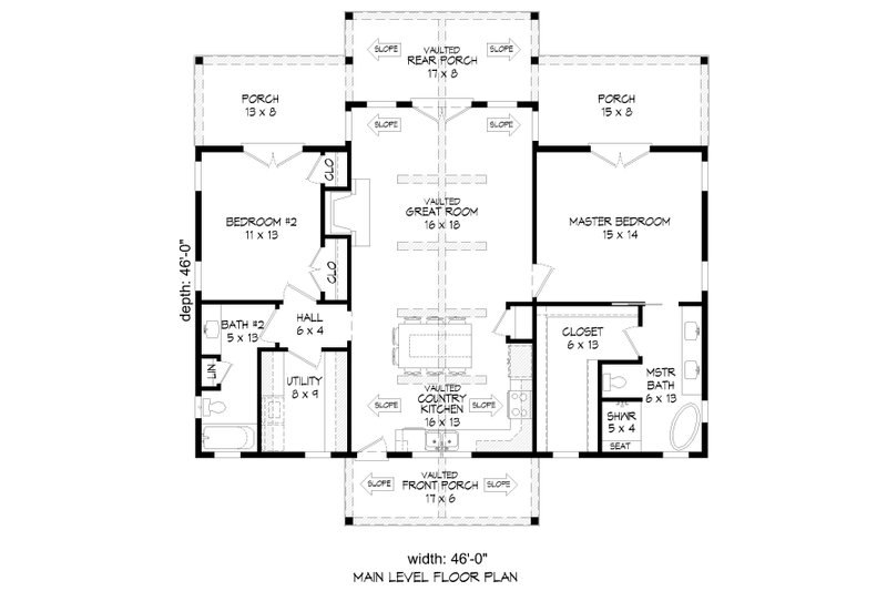 House Plan Design - Floor Plan - Main Floor for Country House Plan #932-254 - 2 bed, 2 bath