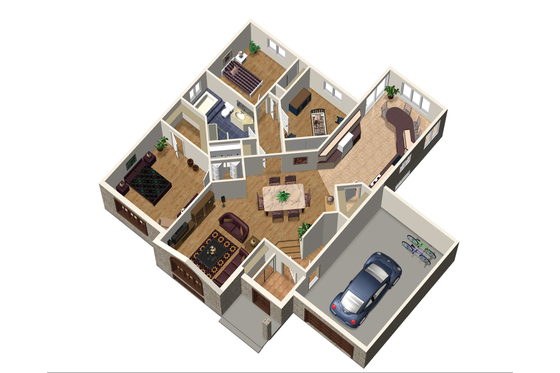 Floor Plan - Main Floor 1 for Traditional House Plan #25-4654 - 3 bed, 1 bath